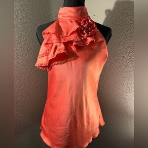 Bwear Coral Ruffle Halter Camisole with Rosette